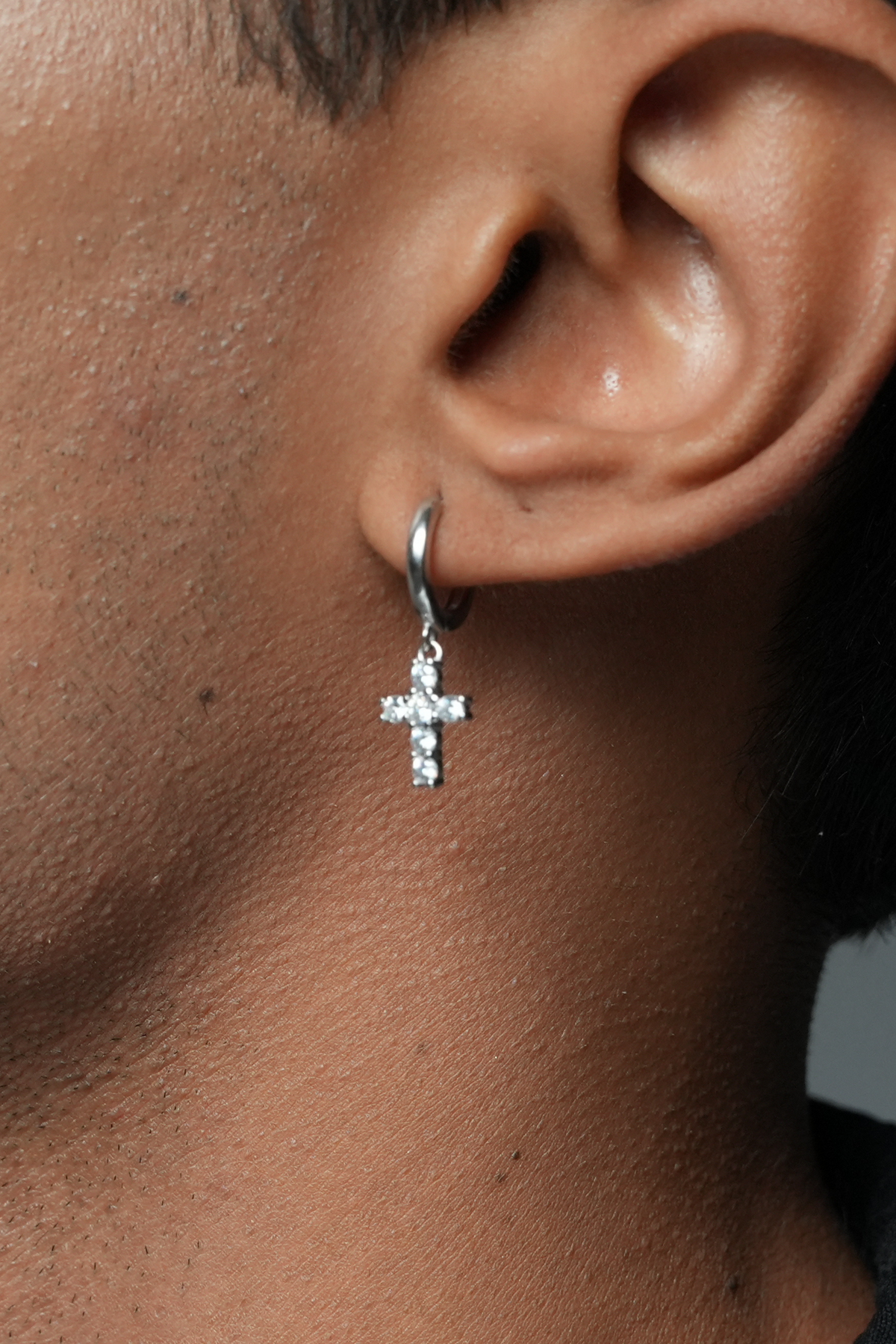 Radiant Silver Cross Earrings