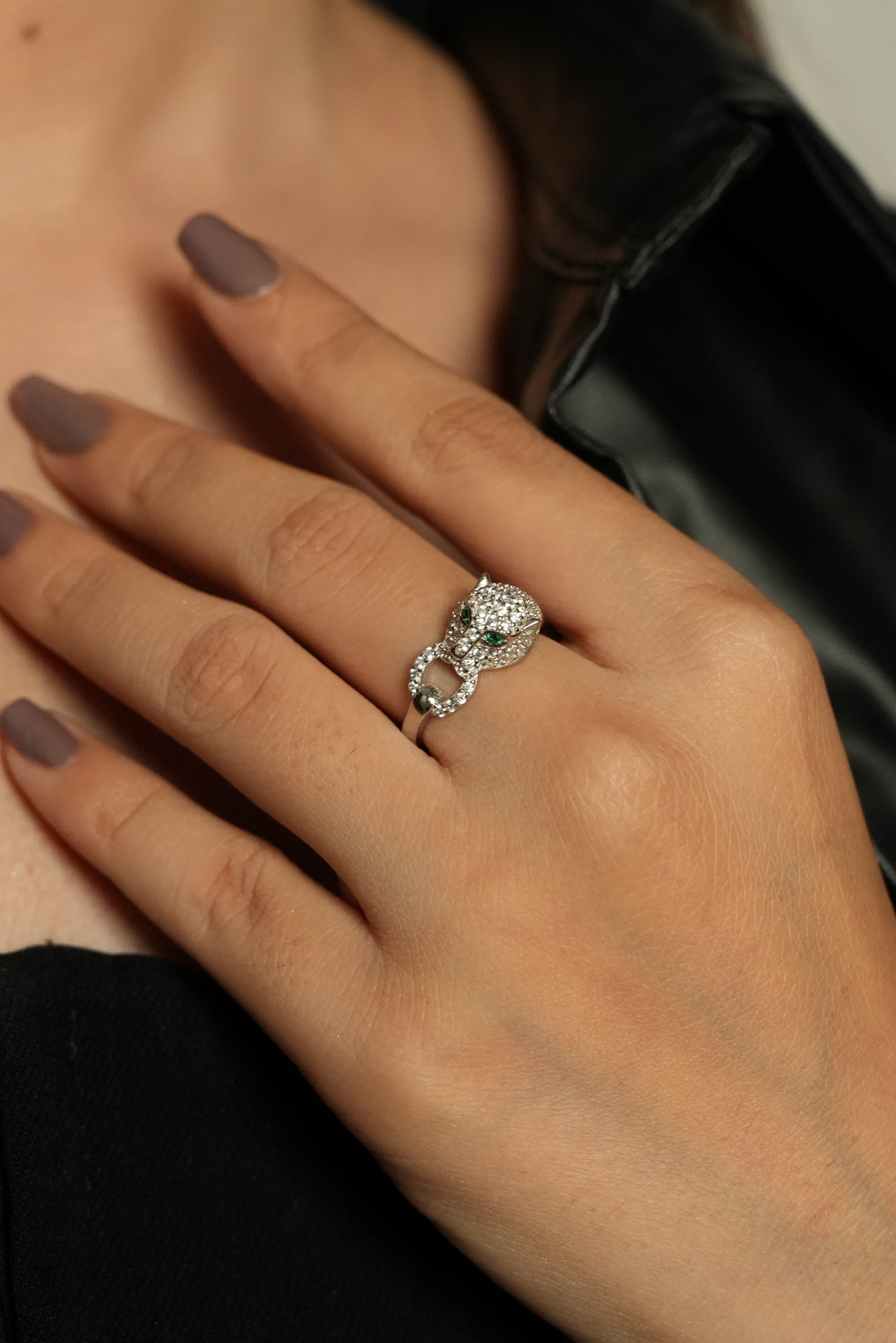 Midnight Wildcat Statement Ring
