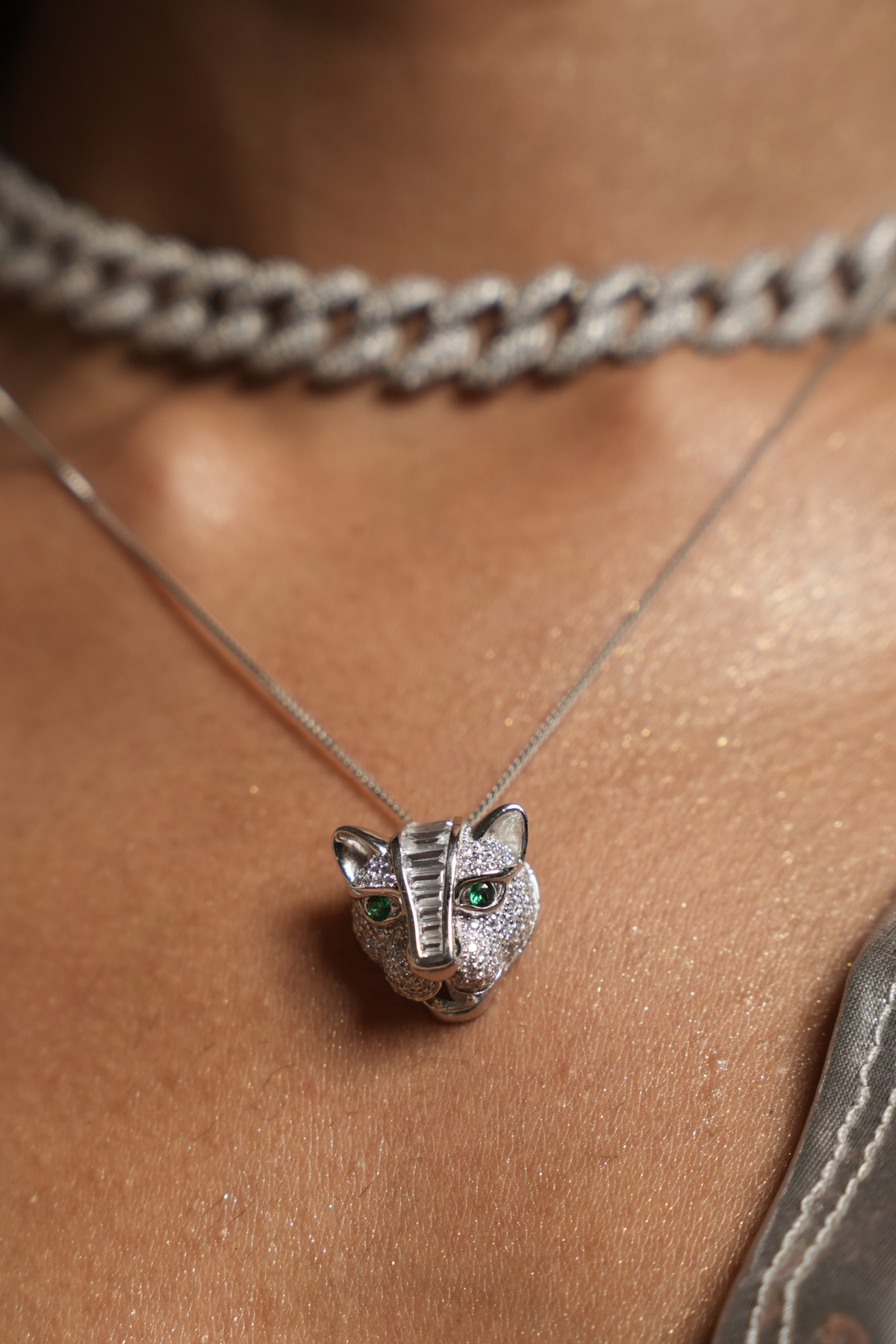 Emerald Big Cat Necklace